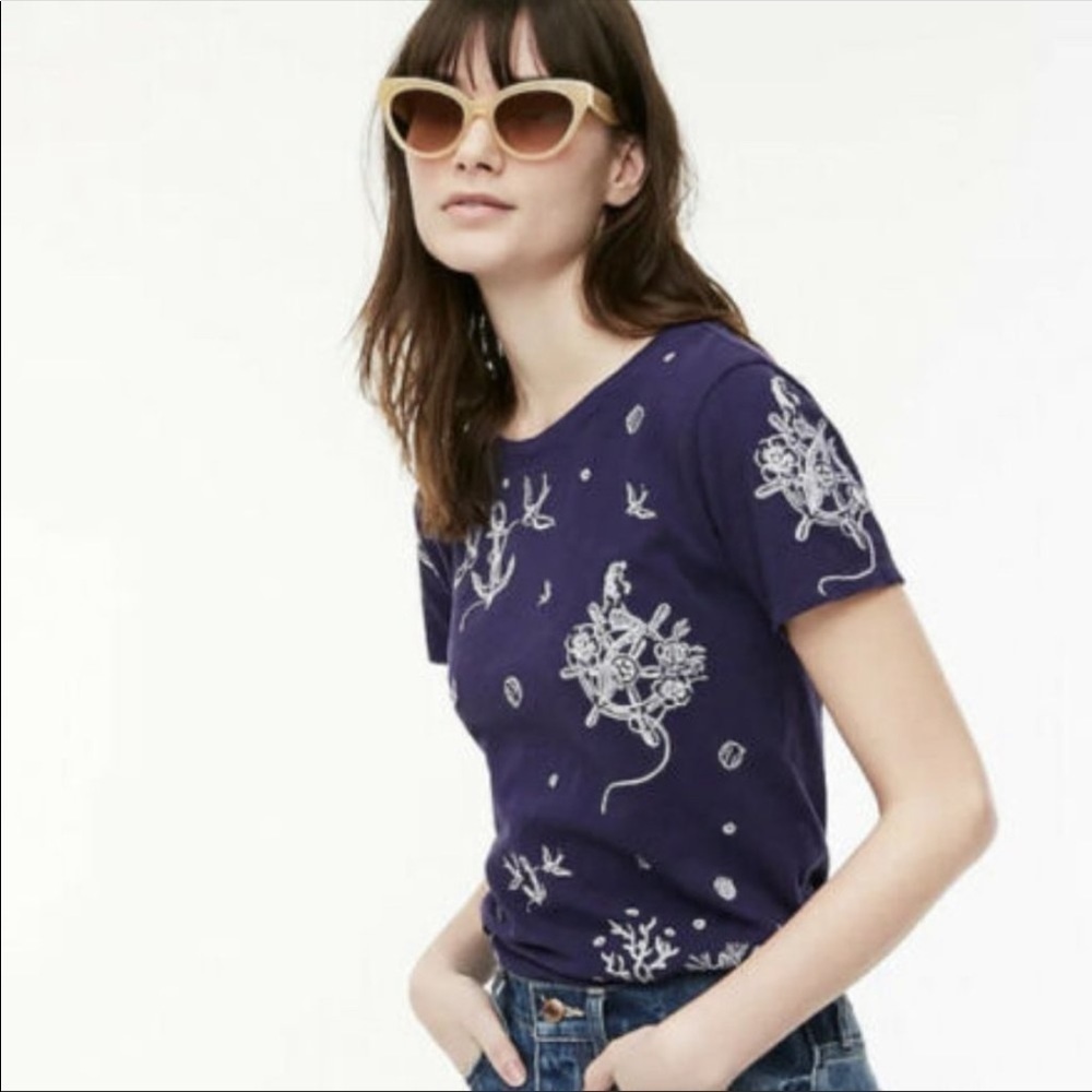 J Crew nautical embroidered tee - Picture 2 of 16